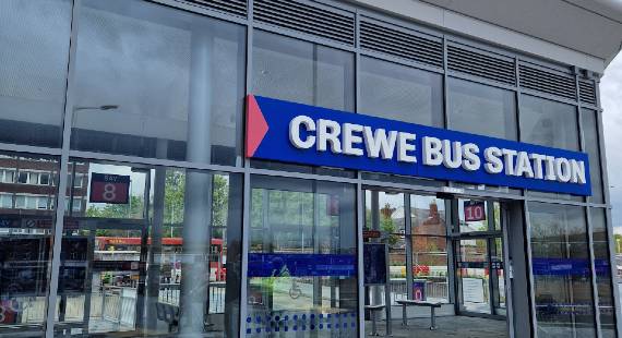 One of the entrances of the new Crewe bus station