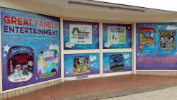 One of the window vinyls installed in Crewe town centre
