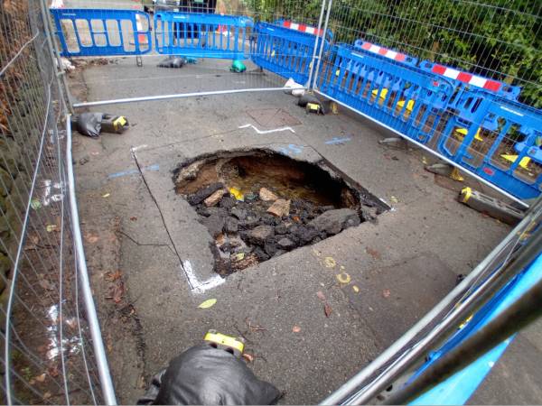 Partial culvert collapse