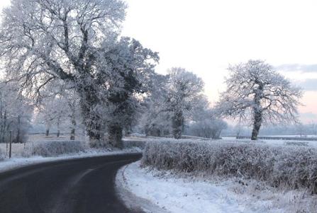 Cheshire road affected by snow