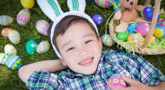 Boy with Easter eggs