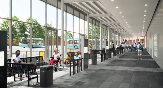 An artist's impression of the interior of the new Crewe bus station