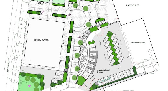 Proposed site layout plan for the Crewe civic and cultural space regeneration scheme