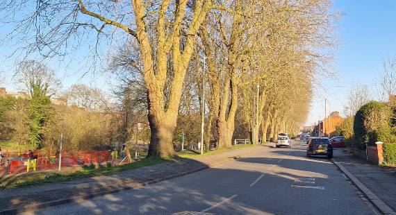 Alton Street in Crewe, with Valley Park to the left of the image.